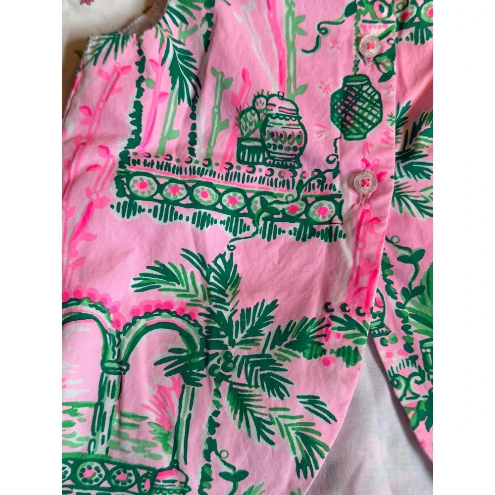 Lilly Pulitzer Baby Girls Pink Green Tropical Palm Shift Dress Bloomers 12-18M